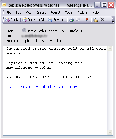 Jerald Mathis sends spam and doesn’t read our blog!