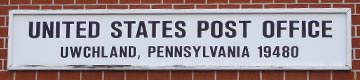 Uwchland post office building sign Uwchland post office building sign